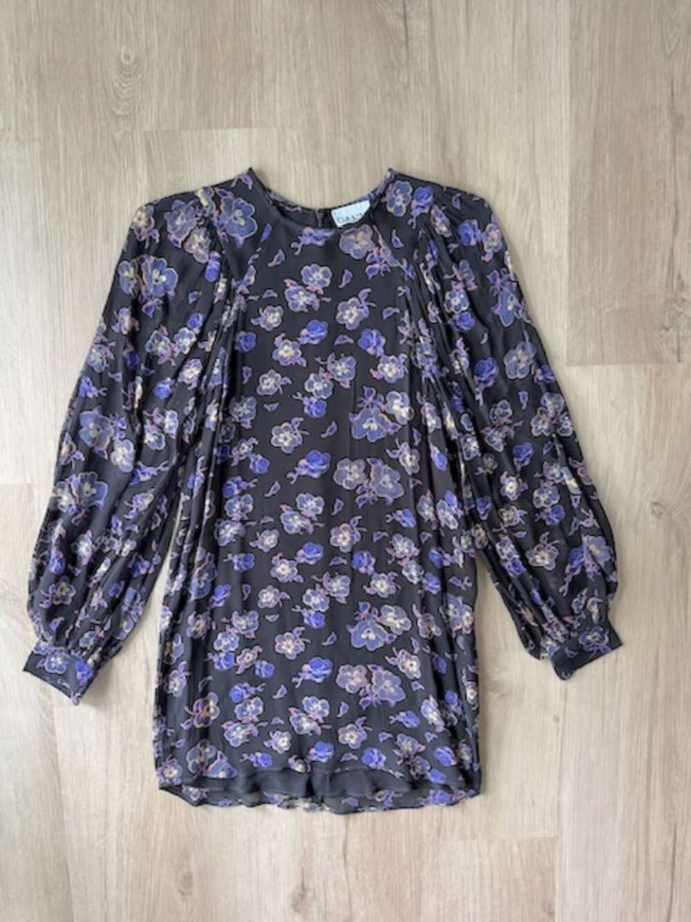 GANNI Floral Balloon Sleeve Mini Dress EU 34 US 2 XS